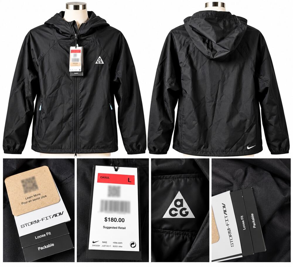 WOMEN'S Nike ACG Storm-FIT Black Packable Hooded Jacket – Size L